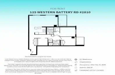 125 WESTERN BATTERY Road Unit# 2810 Toronto C01 Ontario M6K 3R8